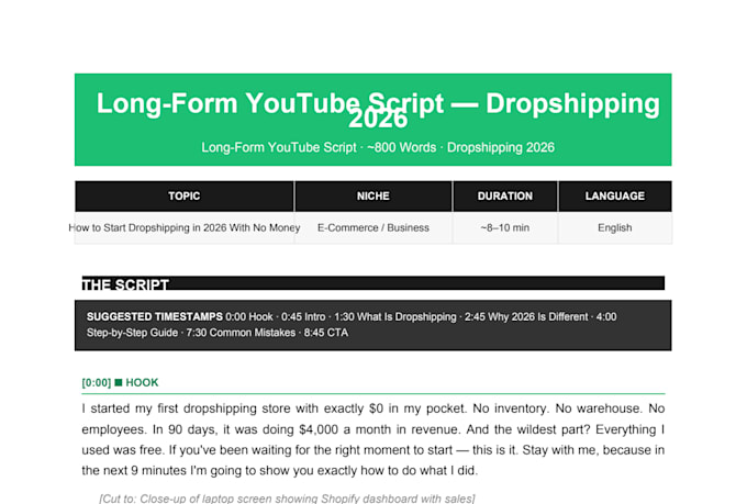 engaging longform youtube video scripts